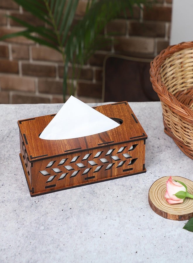 Deskart علبة مناديل ورقية خشبية من Deskart | حامل مناديل ورقية خشبي أنيق ومزخرف للسيارة والمنزل ومكتب العمل والمطاعم والكافيتريات (مستطيل) - Image 2